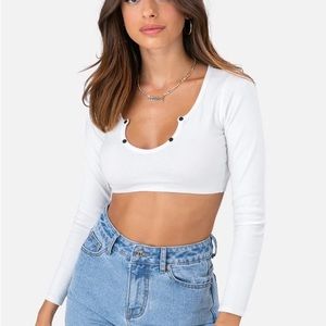 Adika White Long Sleeve Crop Top